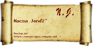Nacsa Jenő névjegykártya